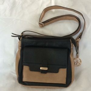 Jessica Simpson Gold Trimmed Tan & Black Crossbody